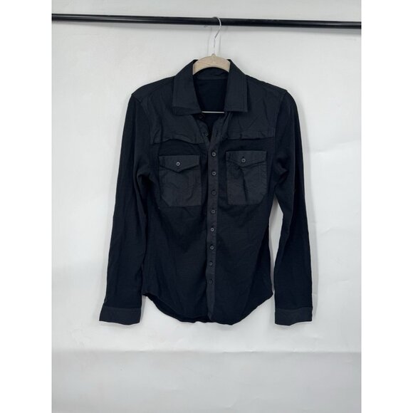 Diesal Black Button Front Long Sleeve Shirt Women Small Casual Logo Witchy Goth - Picture 1 of 5